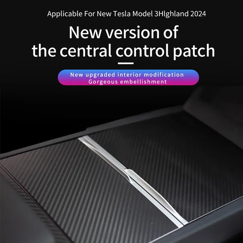 For Tesla Model 3 Highland 2024 Center Console Panel PC Moulded Cover Adhesive Trims Car Interior Accessories Decor Modification