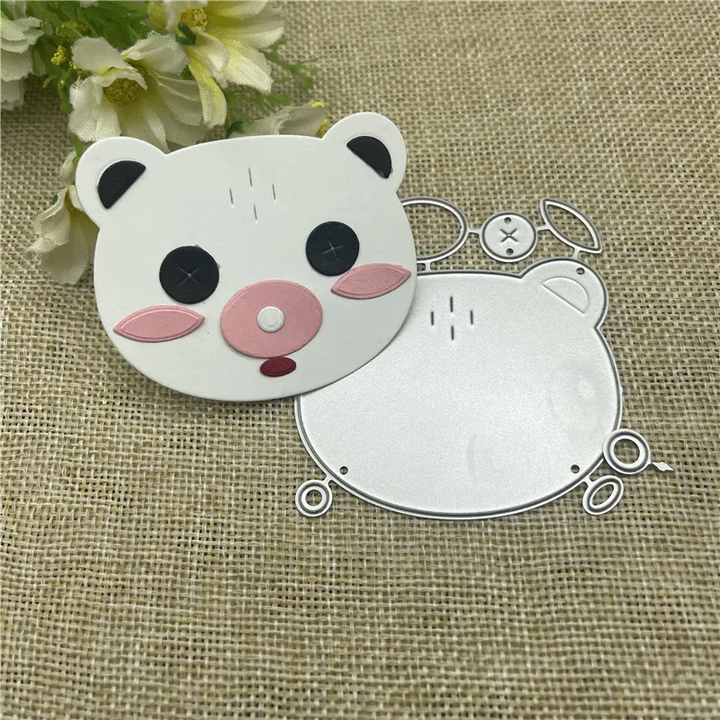 

Pretty pig frame Metal cutting dies mold Round hole label tag Scrapbook paper craft knife mould blade punch stencils dies