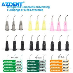 AZDENT 100pcs/Pack Dental Pre Bent Dispensing Tip Irrigator Bent Needle Etchant Resin Flow Composite Tips Disposable Applicator