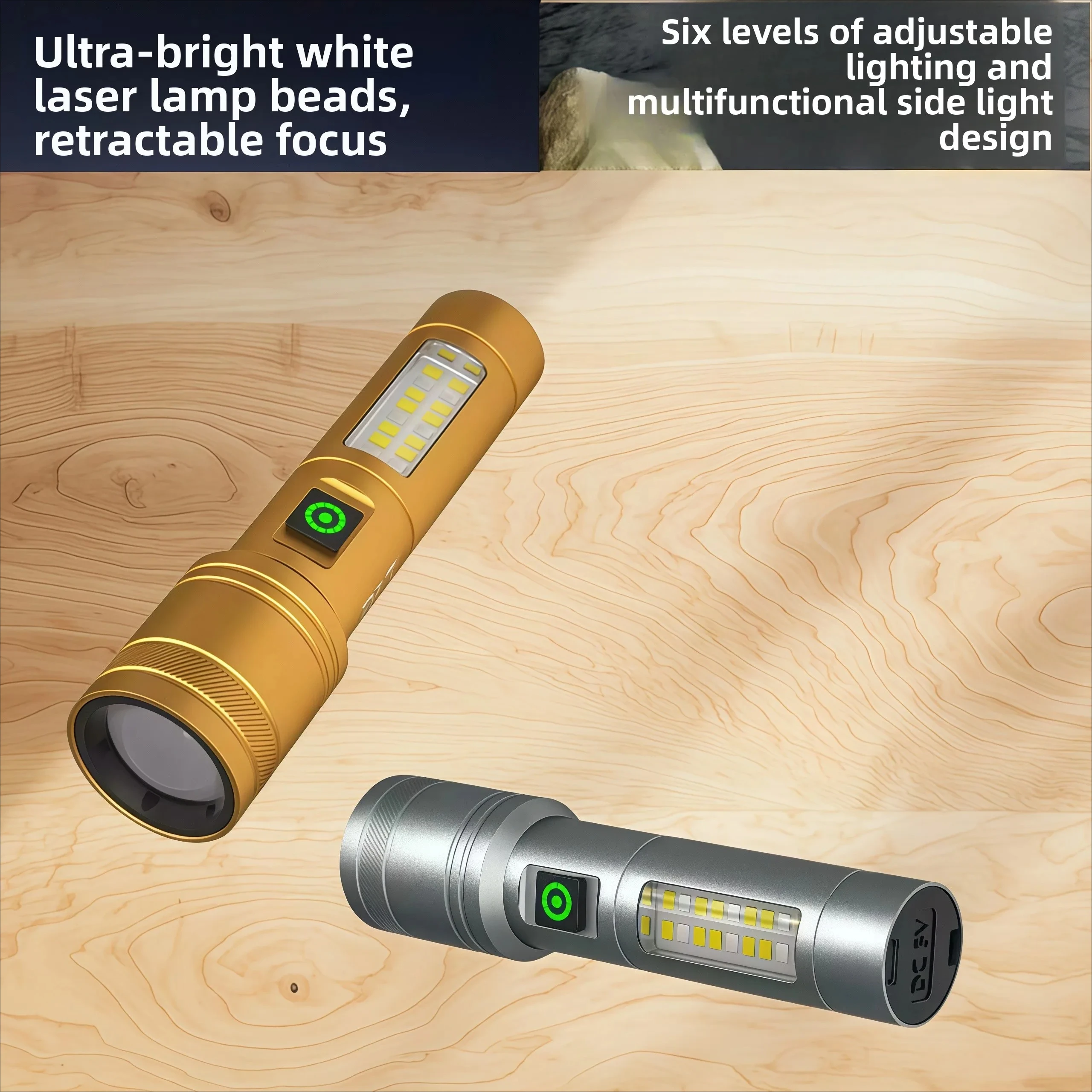 Ultra Bright LED Flashlight 2000LM Type-C Rechargeable Long Range Zoom Tactical Torch Outdoor Emergency Camping Fishing Lantern