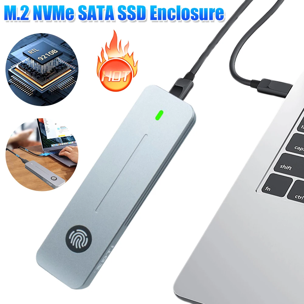 M.2 nvme sata tragbare ssd Fall 10 Gbit/s Finger abdruck verschlüsselt Solid State Disk Box externe