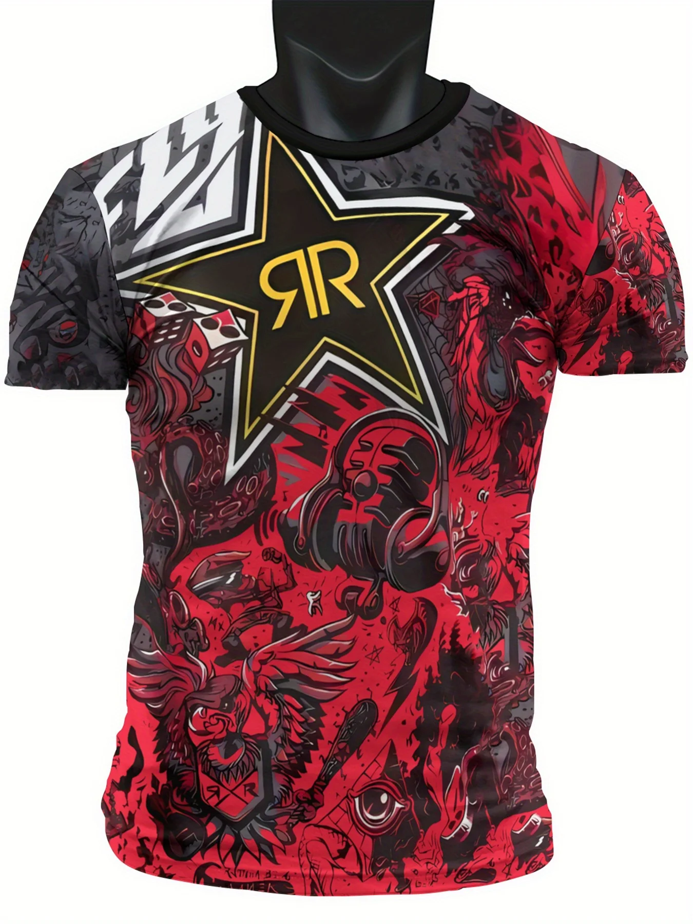 تي شيرت رجالي صيفي أنيق ومبتكر يسمح بمرور الهواء للدراجات النارية بطباعة ثلاثية الأبعاد ورقبة دائرية وأكمام قصيرة تي شيرت كاجوال للخروج