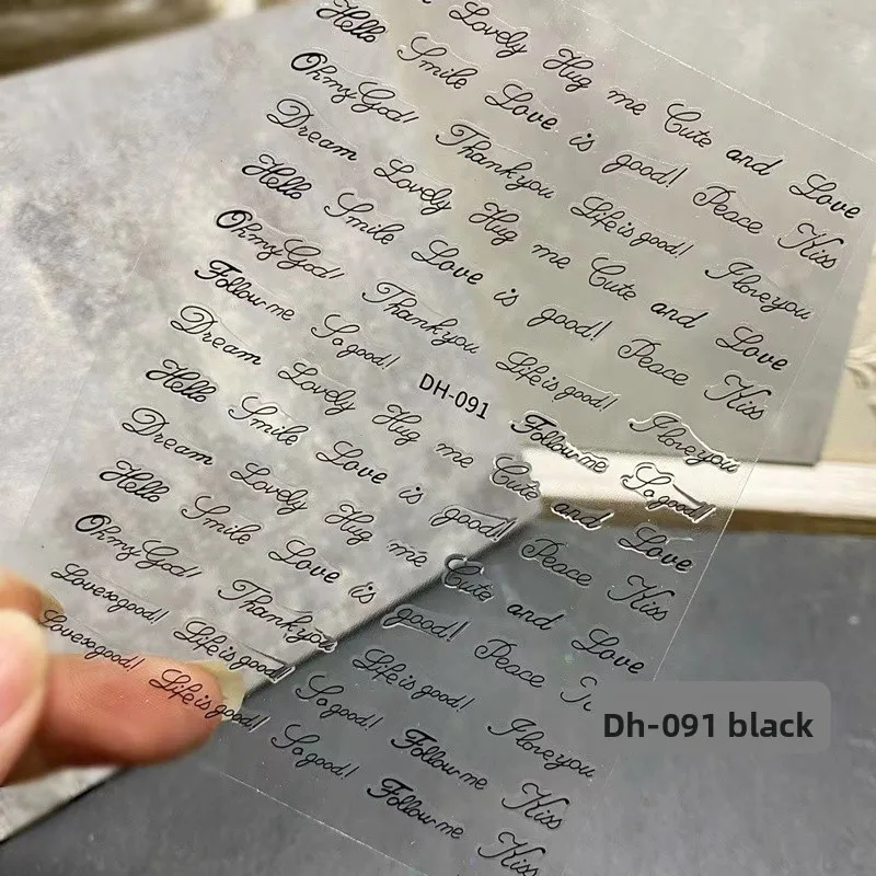 Vergulde Nail Art Stickers Bla Wit Engli Tekst 3D Zelfklevende Ba Nail Stickers voor Beau Gereedschap En Cosmetische Benodigdheden