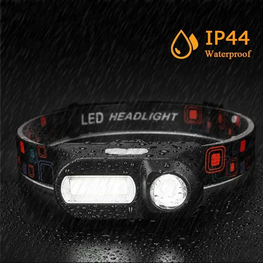 Powerful COB+LED Headlamp 18650 2000MaH Rechargeable Headlight Waterproof Head Lamp Bright Head Flashlight for Camping Cycling