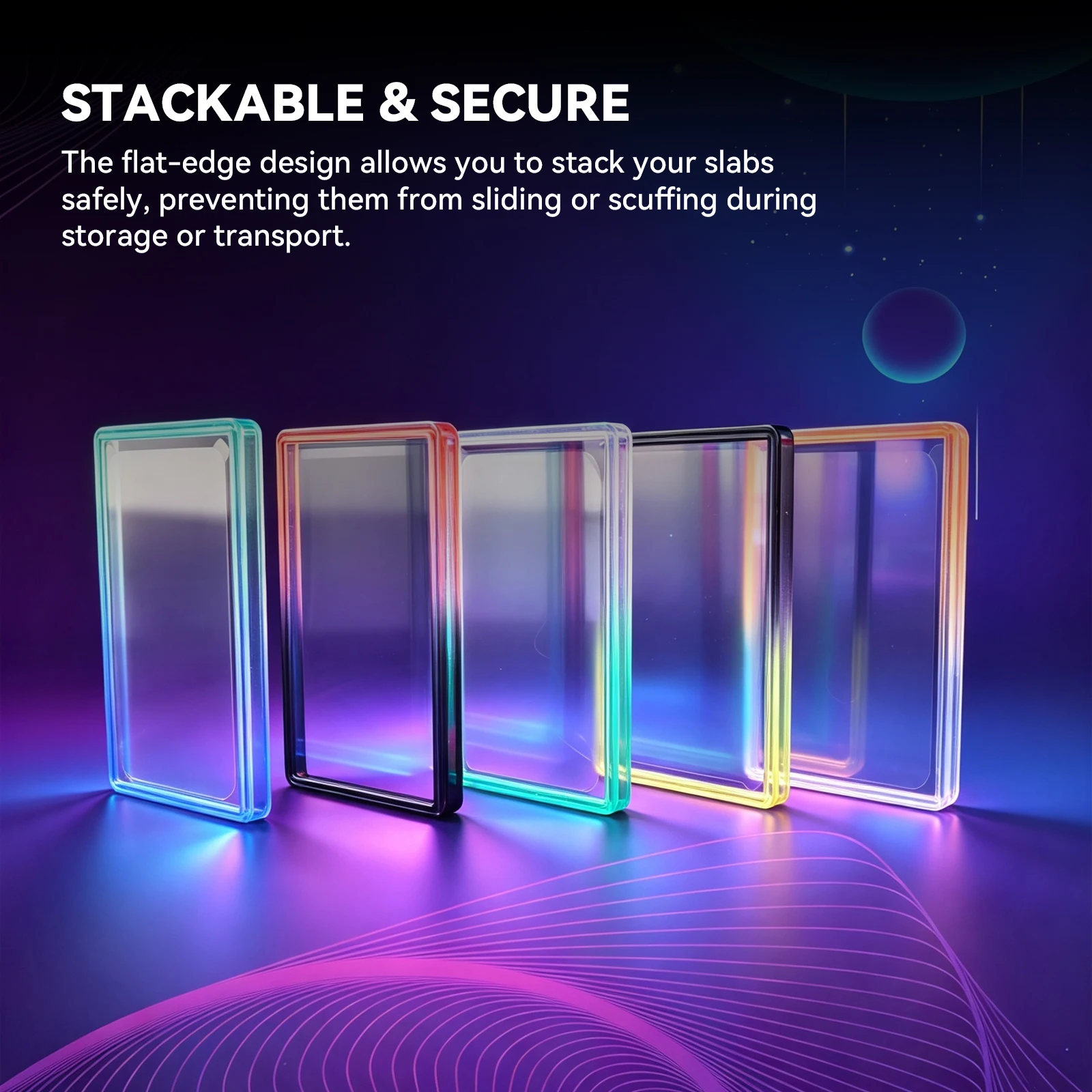 Glitter TPU Slab Bumper Guard Case Holder Protective Skin Display Stand Clear Back for PSA 35PT Graded Trading Card Protector