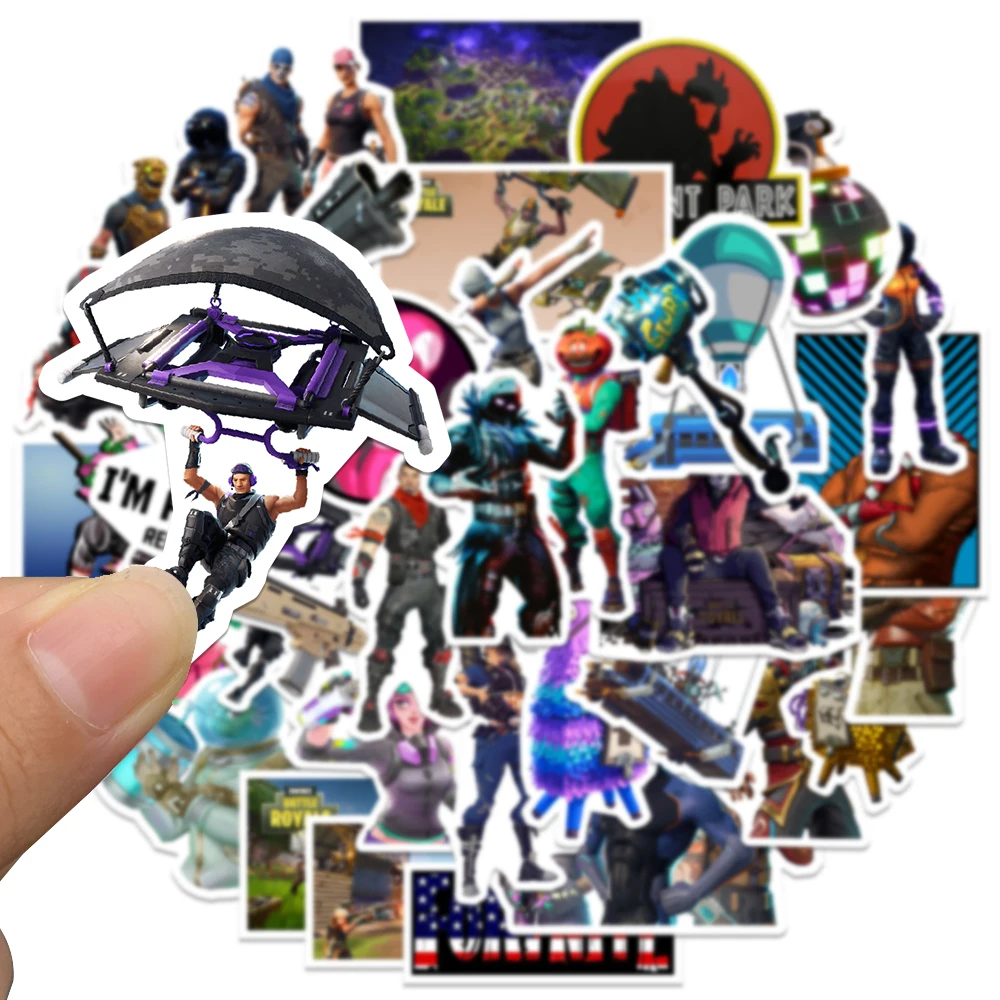 100pcs Cartoon Game Shoot Fortnites Stickers Toys Waterproof Sticker Luggage Skateboard Guitar Laptop Stikers KidsToy