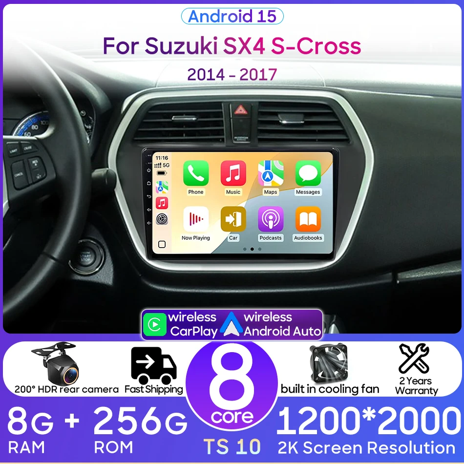 For Suzuki SX4 S-Cross 2014-2017 Car Intelligent Multimedia Player Navigation GPS Android Auto Radio Video Player Stereo