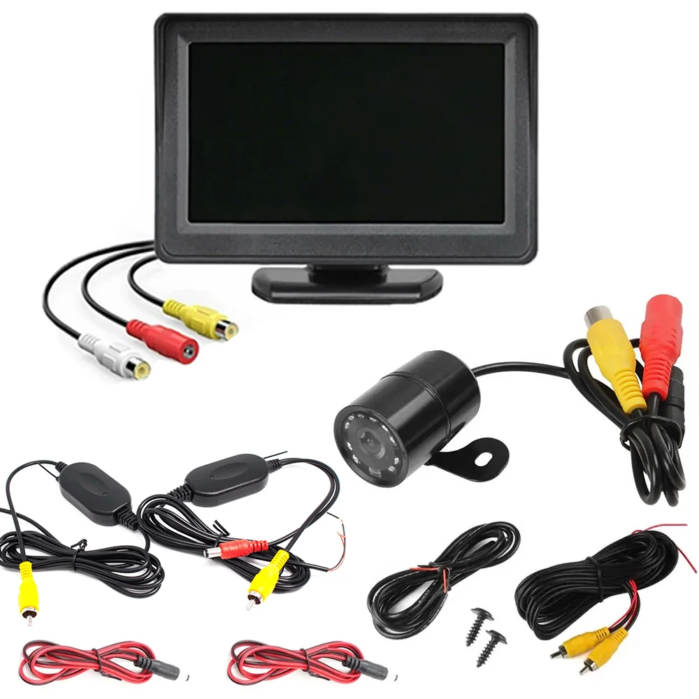 

4,3-дюймовый TFT LCD монитор для автомобиля, HD цифровой экран с солнцезащитным козырьком, дисплей для установки на приборную панель, для системы камеры заднего вида автомобиля