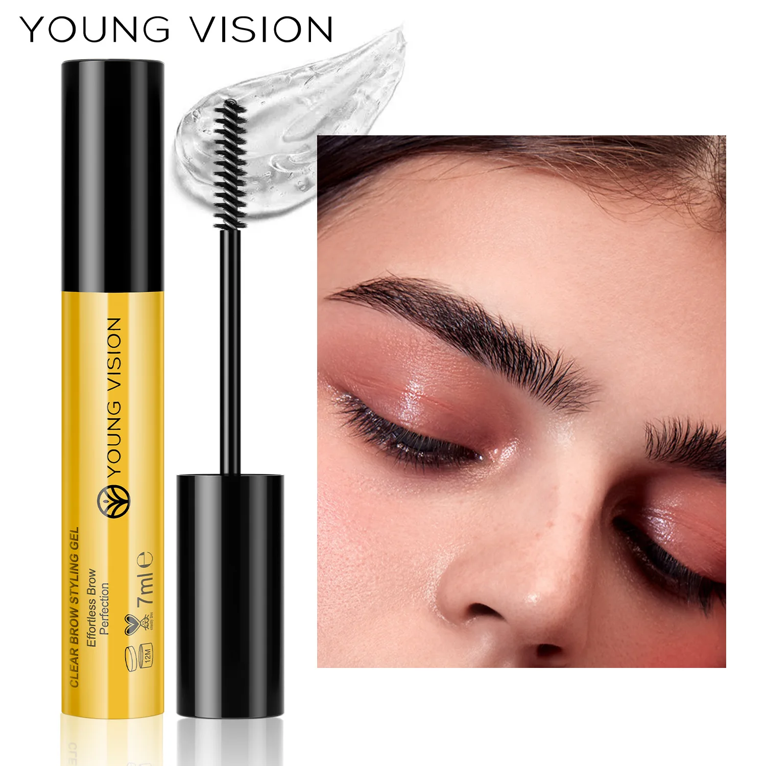 YOUNG VISION Styling Eyebrow Gel Transparent Waterproof Natural Longer Lasting Stereoscopic Eyebrow Gel Large Brush Head