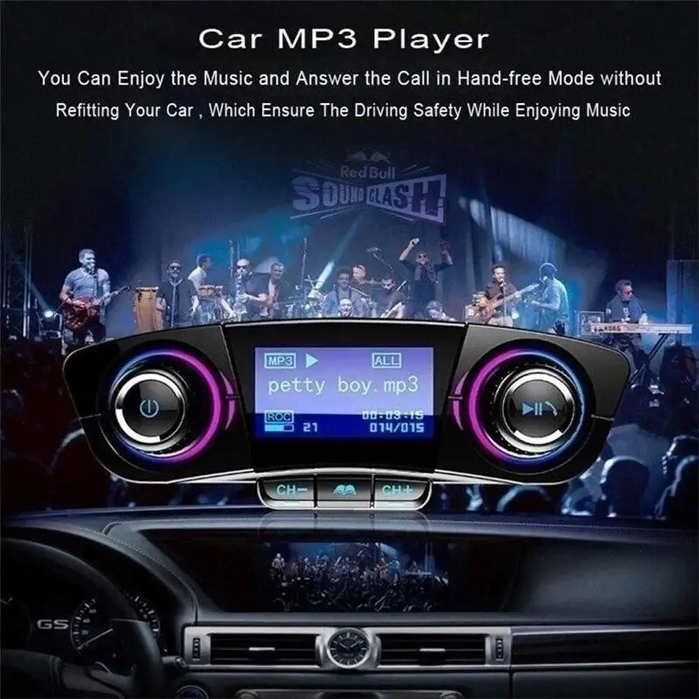 Mini Bluetooth MP3 Player With FM Transmitter LED Screen AUX Audio Receiver TF USB Flash Music Players Dual USB Charger ﻿