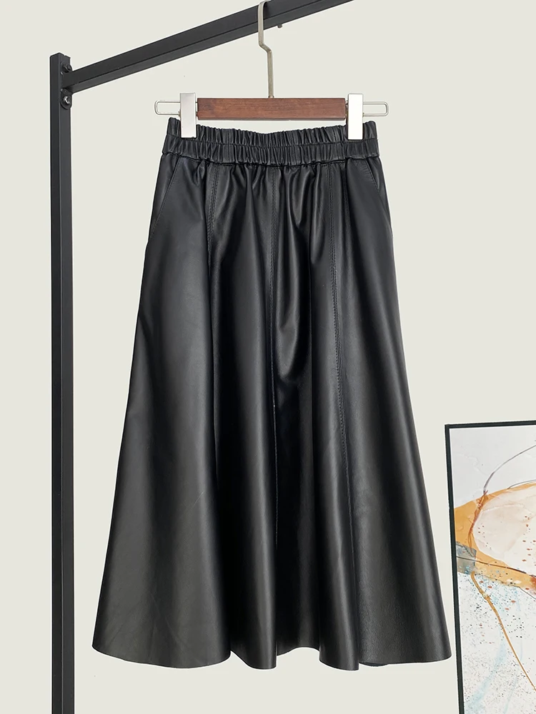 Winter New High Quality Genuine Real Leather Sheepskin Skirt Women's Fashion Mid-Length Loose Waist