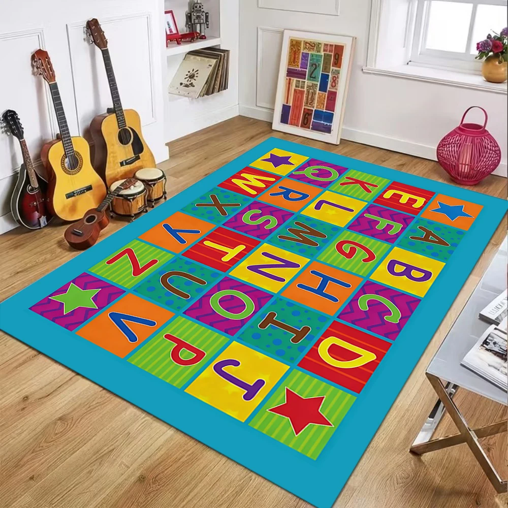 Pädagogische ABC-Alphabet-Bodenmatte, rutschfester Cartoon-Teppich für Kinder, Spielzimmer, Schlafzimmer, frühes Lernteppich für Wohnzimmer-Dekoration