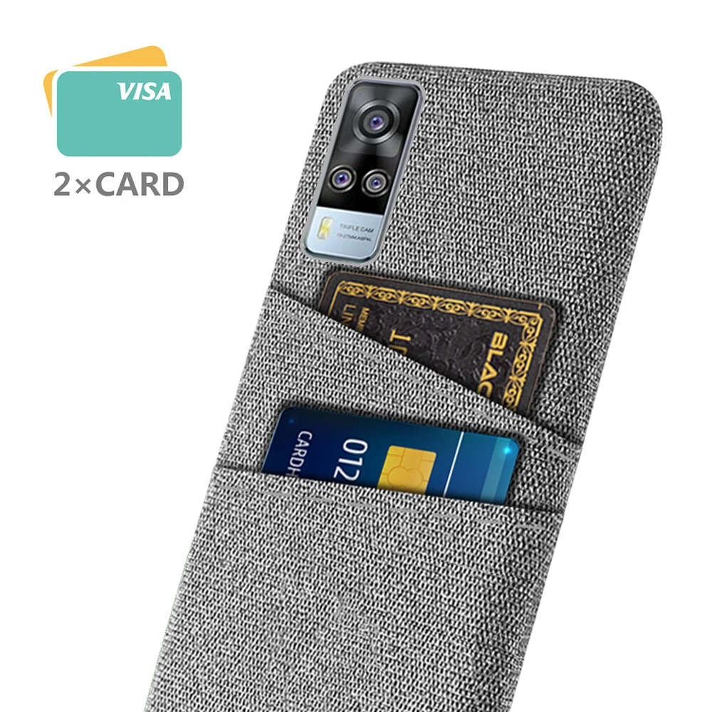 Luxury Fabric Dual Card Phone Cover, Bumper Case, Y53S, Y31, 2021, V2036, Y53S, 4G Bag