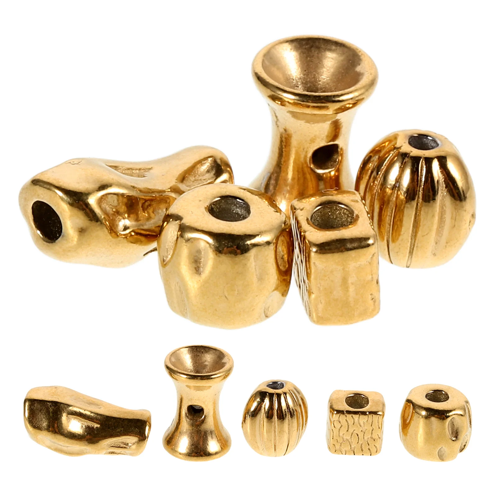 

10 Pcs Irregular Spacer Beads Hollow Stainless Steel Large Hole Jewelry Making Supplies Bracelet Necklace Diy Charm Accessories