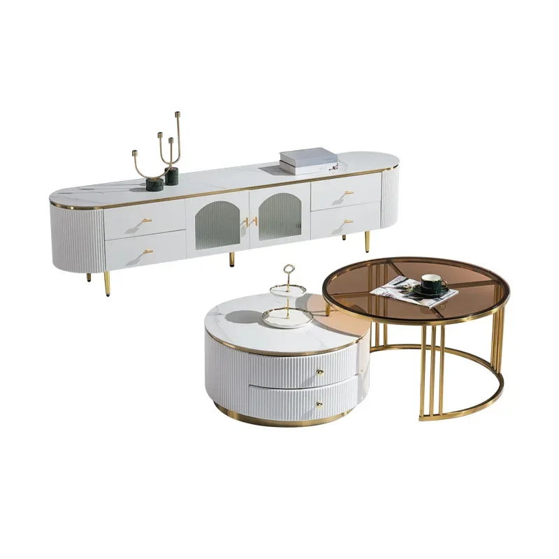 

TV cabinet, coffee table modern simple household small apartment storage floor cabinet, light luxury, coffee table combination