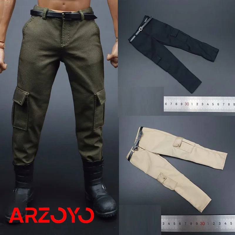 1/6 Scale Soldier Clothes Male Combat Pants Casual Trousers with Belt Clothes Model Fit 12'' Soldier Action Figure Body Dolls