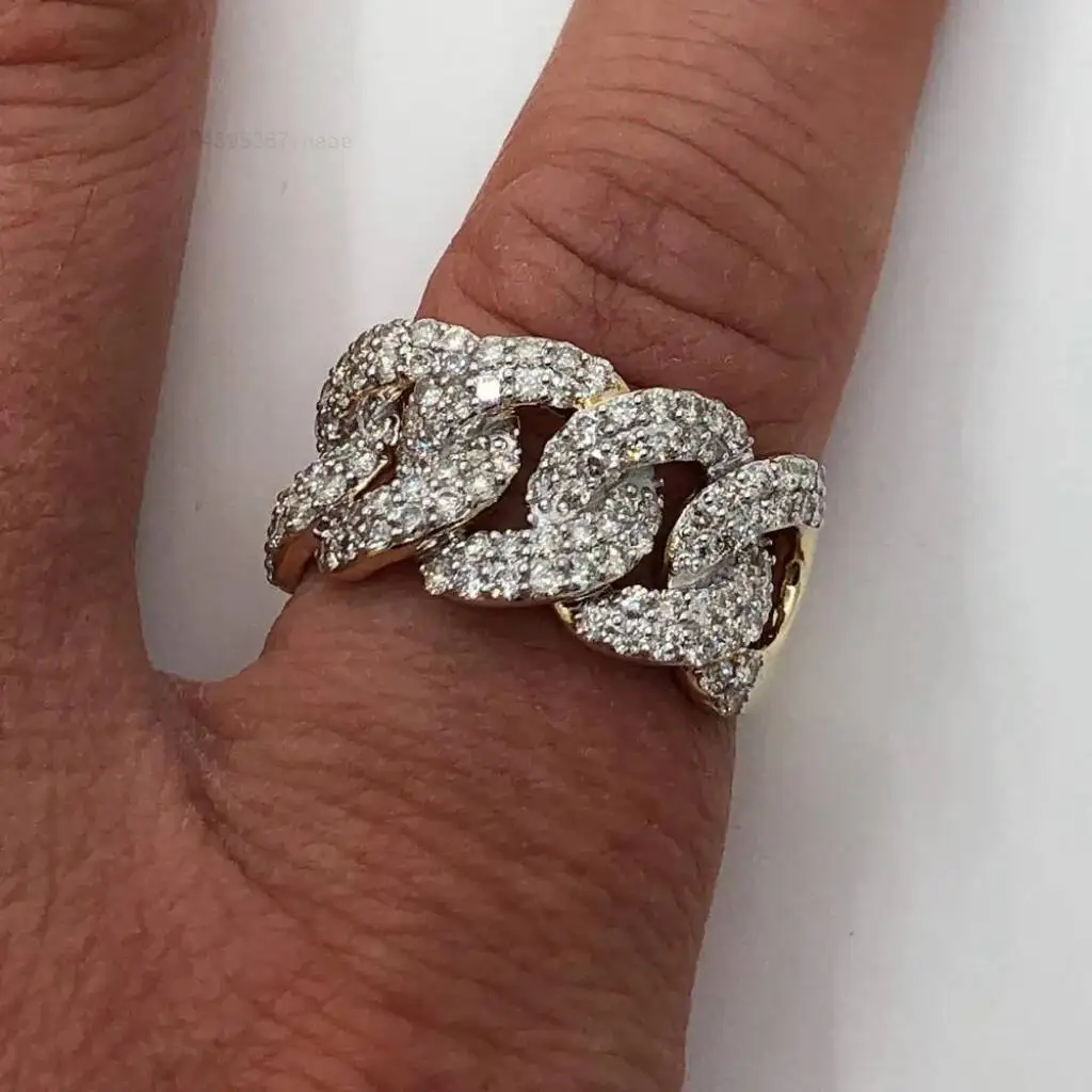 

Hand Setting Cuban Ring 925 Sterling Silver RRP Diamond Hiphop Mens Custom Cuban Link Engagement Ring Made in India