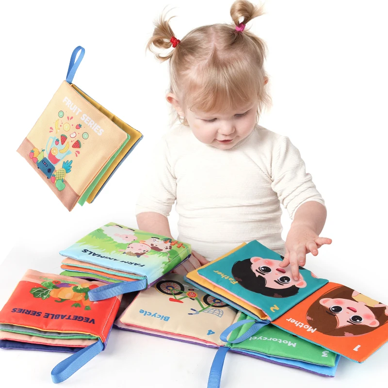 8 unidades/pacote livro de pano de bebê não tóxico ensina rotinas diárias e emoções brinquedo educativo mastigável seguro