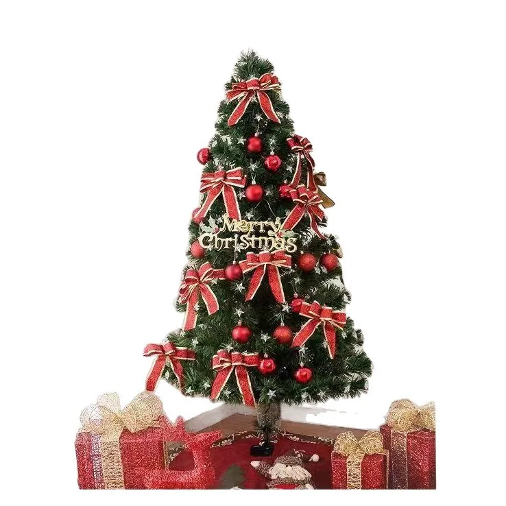 

Christmas tree household encryption fiber optic tree red bow glow package Christmas scene holiday decoration