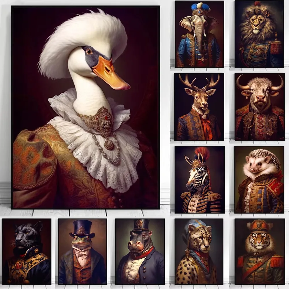 DIY Paint by Numbers Noble Animals Vintage Funny Portrait for Adults Beginner Canvas Wall Art Home Decor Gift
