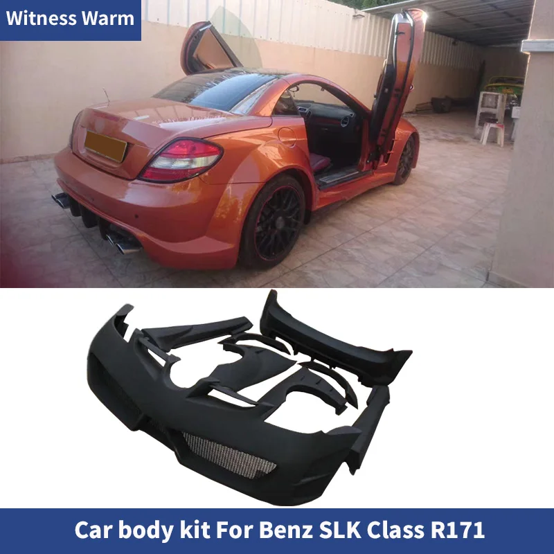 R171 Wide Body Kit Front bumper Fenders Car Wheel Eyebrows Rear bumper Diffuser Side Skirts for Benz SLK Class R171 2005-2012