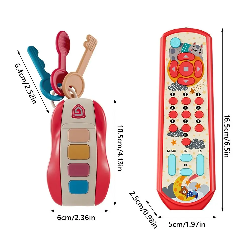Jouets musicaux multicolores pour bébé, en plastique avec télécommande en caoutchouc souple, son et lumière, développement intellectuel, clé de voiture de Simulation