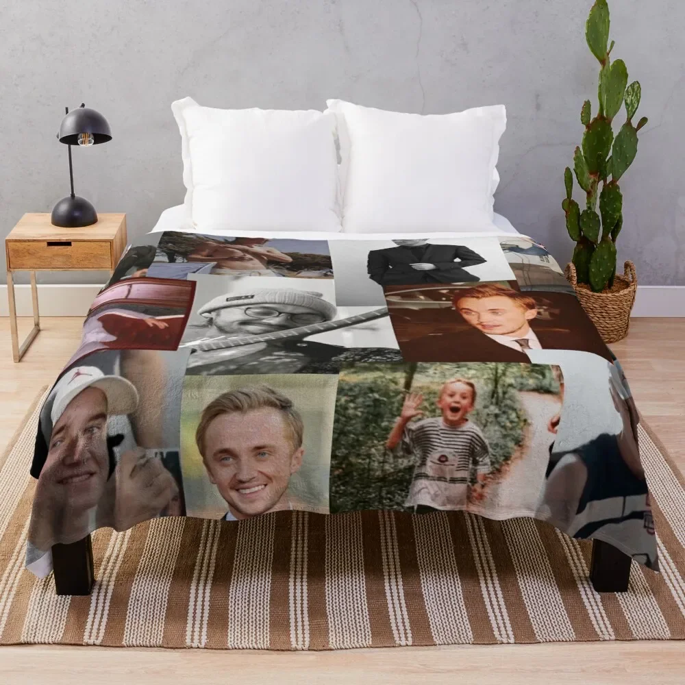 Tom Felton collage Throw Blanket Soft Bed covers Blankets Sofas Of Decoration Blankets