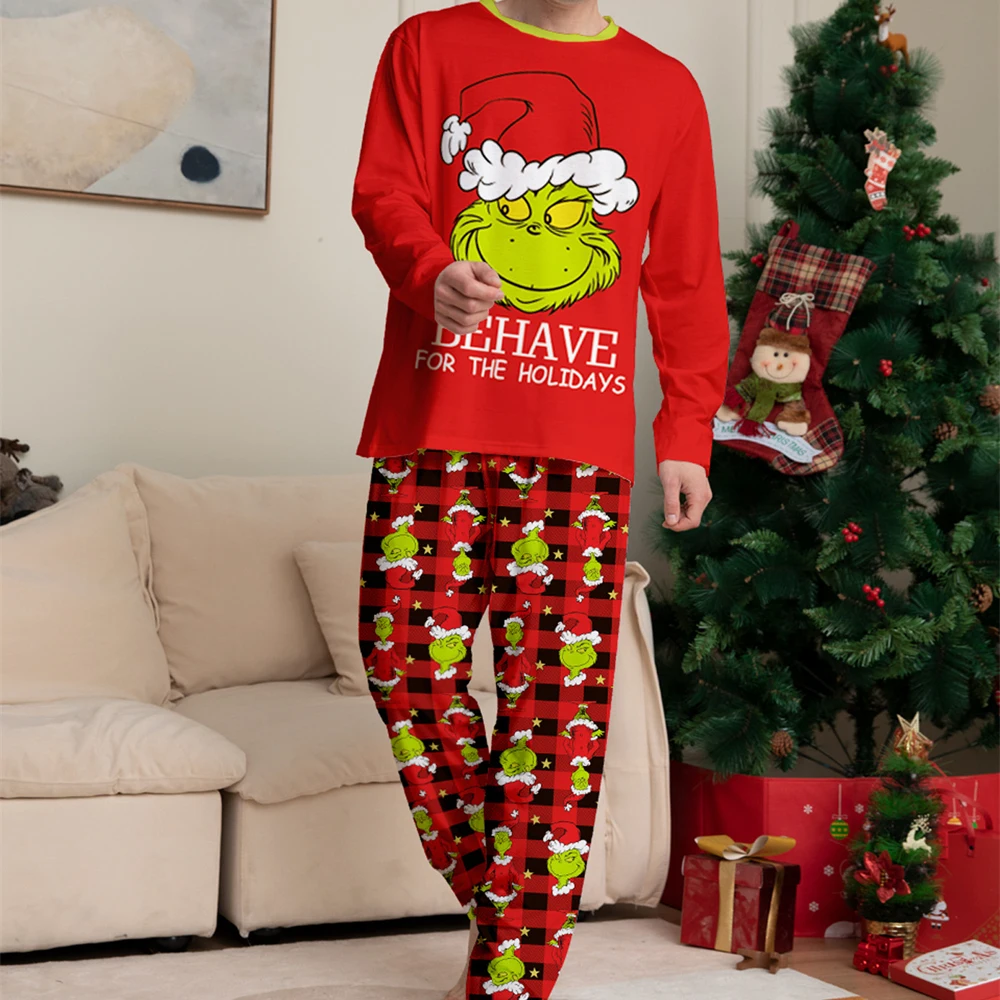 Pajamas Christmas For Families Cartoon Printed New Year Costume Father Mother Child Family Christmas Homewear Outfits 2024