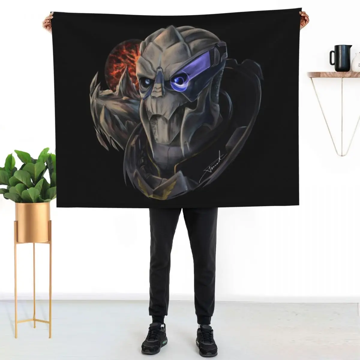 

Garrus Vakarian Mass Effect Throw Blanket Durable Warm Blanket for Daily Home Use
