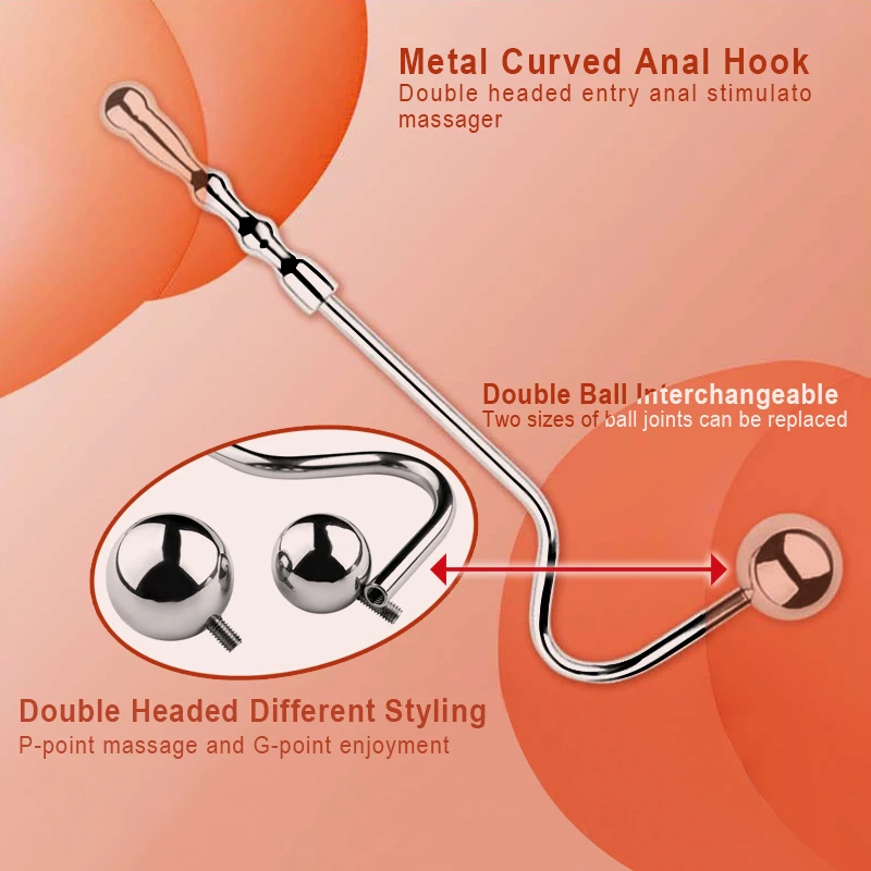 에로틱 장난감 커플 교체 가능한 더블 헤드 항문 후크, 항문 확장기, 전립선 자극 마사지기, Bdsm 게이 자위기구, 섹스 토이