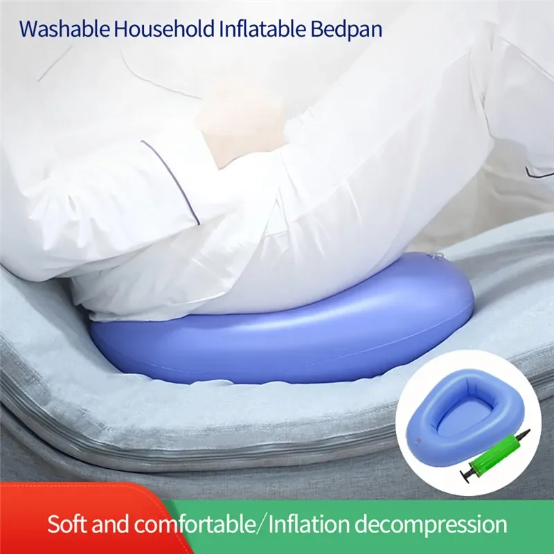 1 Set Bedpans Bathroom Bed Pans Air Inflation Bed Pan Bedridden Inflatable Cushions Potty Washable Portable Elderly Bedridden