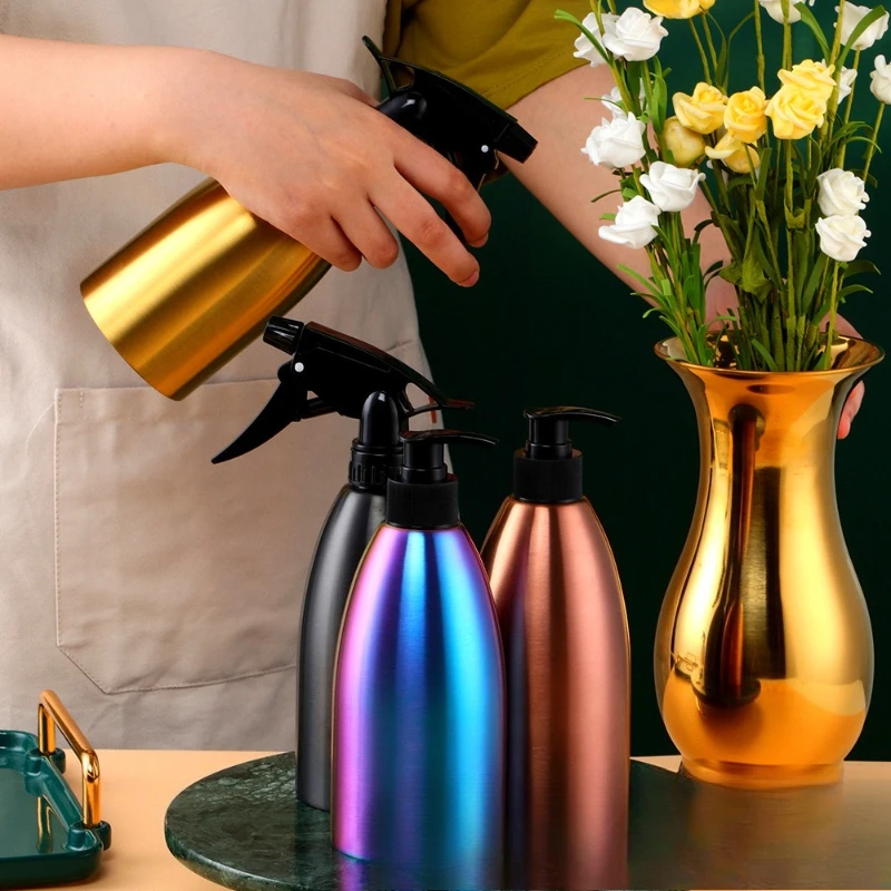 watering can 500ml atomized gardening irrigation tools 304 stainless steel press-type beauty tools lotion bottle 500ml