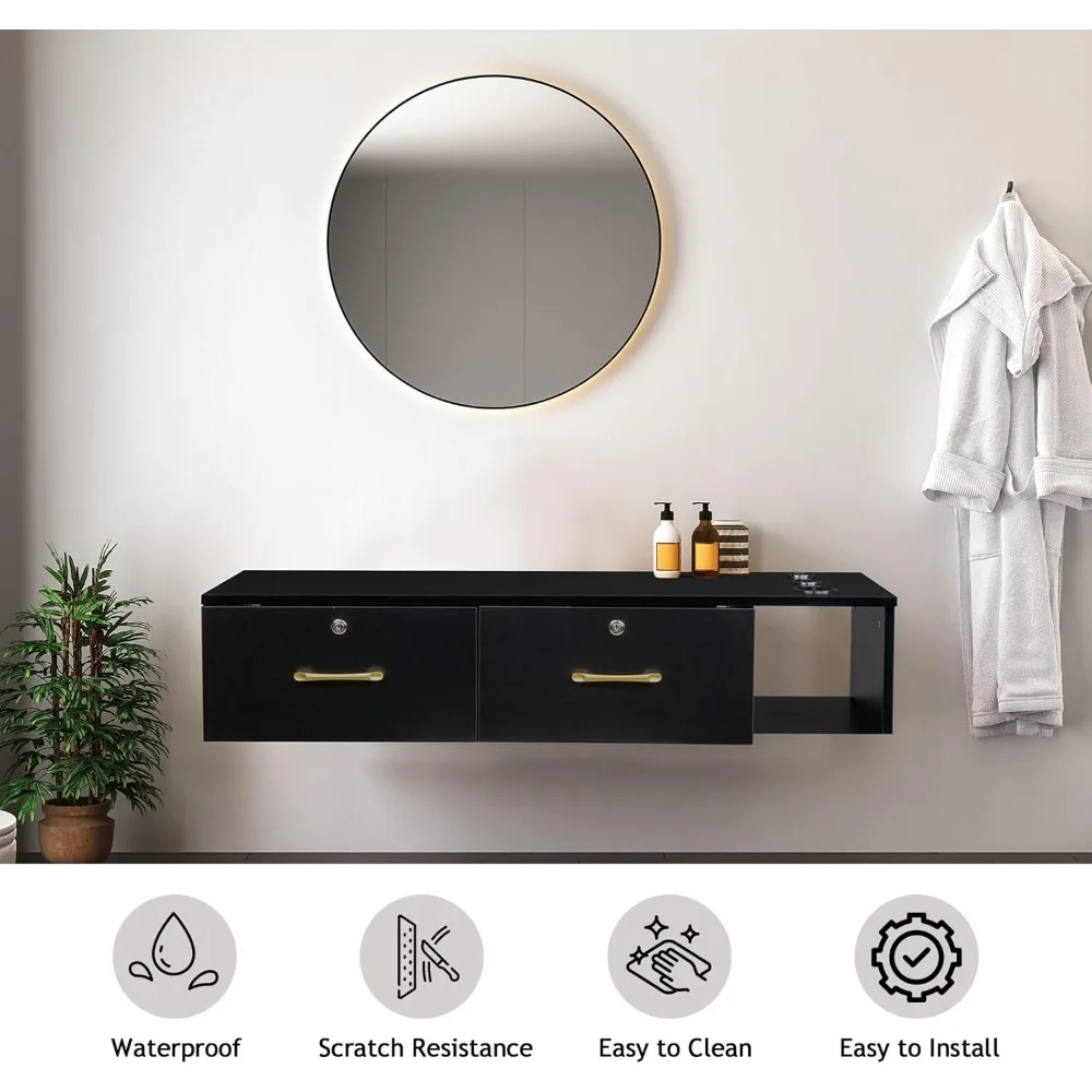 Estação de barbeiro de estilo de montagem na parede para cabeleireiro, equipamento de spa de salão de beleza, estação de armário de salão com gaveta de armazenamento bloqueada