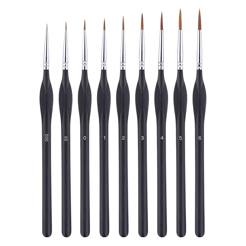 F3MA Multi Purpose Wolf Hair Brushes for Oil Watercolor Painting Artist Painter 9PCS