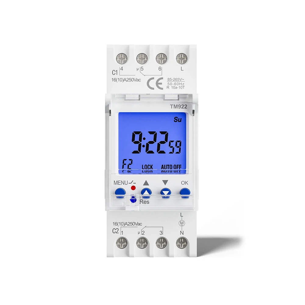 1pc TM922 DIN Mounted Timer 2-Channel Digital Timer With Two Relay Outputs Programmable Large LCD Display Superior Quality