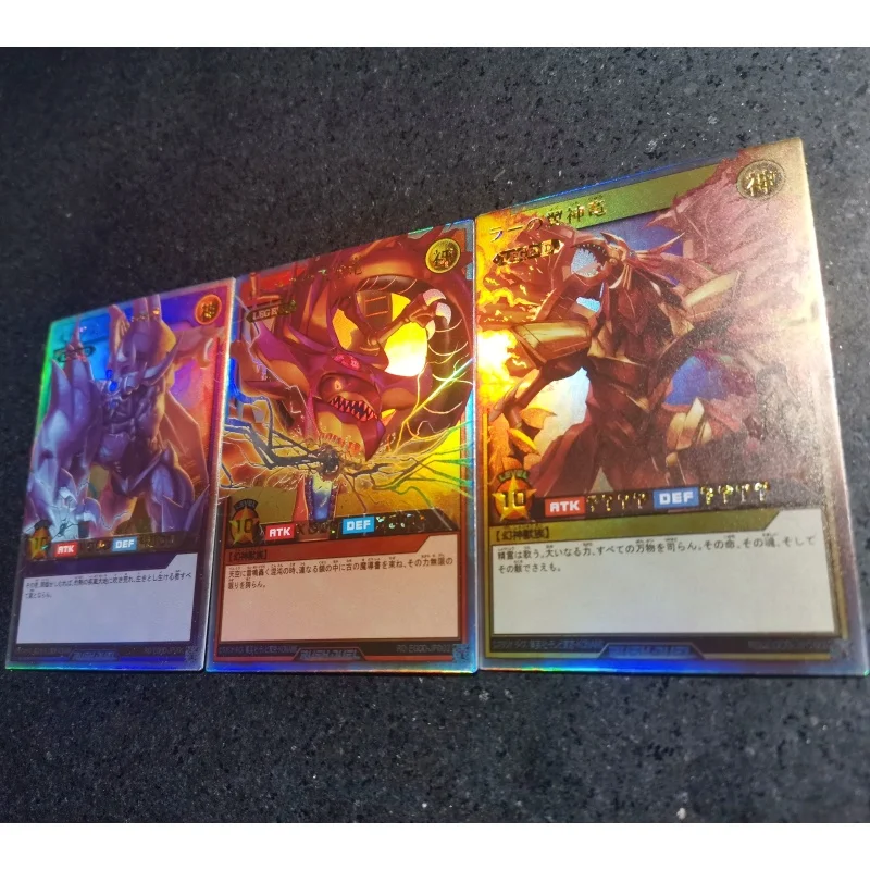 3Pcs/Set Yu Gi Oh Cards Egyptian God RD-DRR The Winged Dragon of Ra Anime Game Collection DIY Color Flash Card Off Screen Series