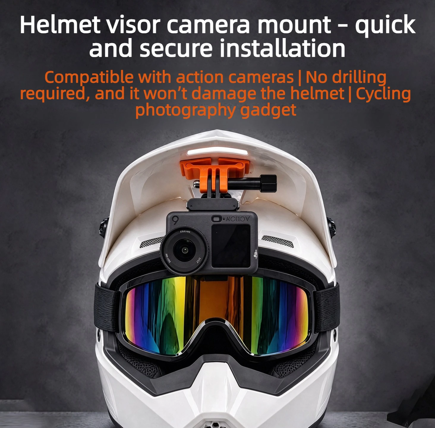 Motorcycle off-road Vehicle Bell LS2 Rally Helmet Sports Camera Holder Suitable for DJI Action6/Nano Insta360 Acepro2 GoPro13 12