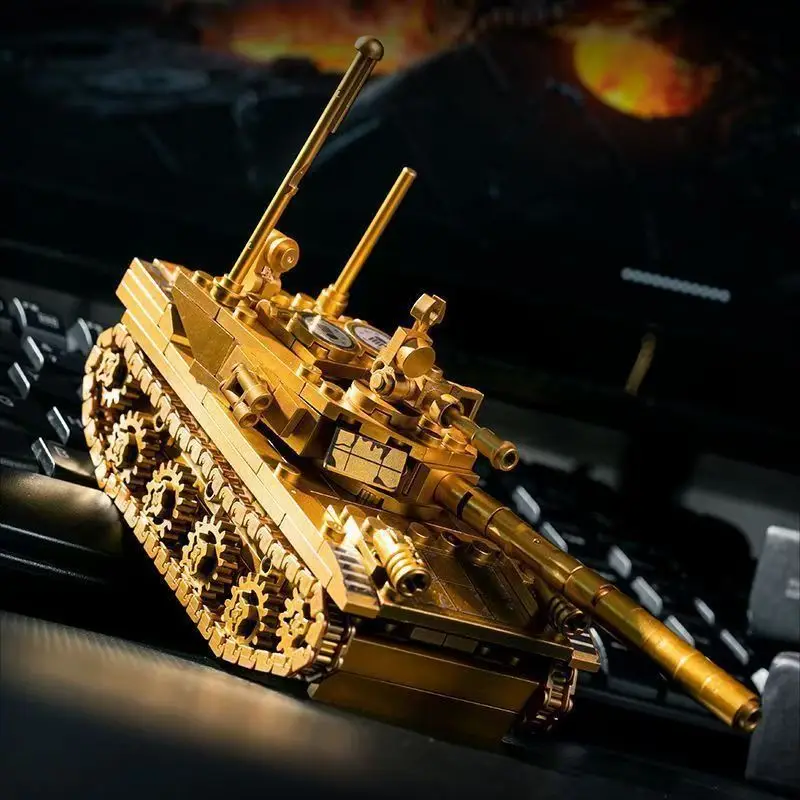 2025 Golden Military T85 Main Battle Tank Building Blocks WW2 Army Soldier Figures Bricks Educational Toys for Children Boy Gift
