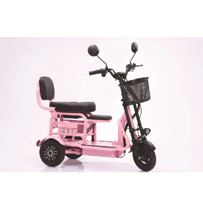 Two-person Lithium Battery Adult Folding Electric Car Pedal Three-wheeled Battery Car Mini Two-person Car