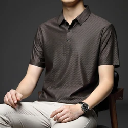 Summer Lightweight Breathable Men's POLO Shirt, High-quality Sweat-wicking Plaid Short Sleeve T-shirt for Daily Wear  Commuting.