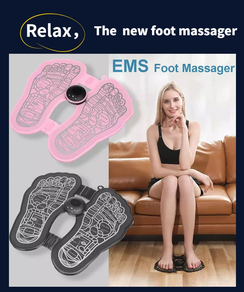 Electric EMS Foot Massager Pad Electrical Muscle Stimulation Foot Massager USB Charging Portable Foldable Massage Mat