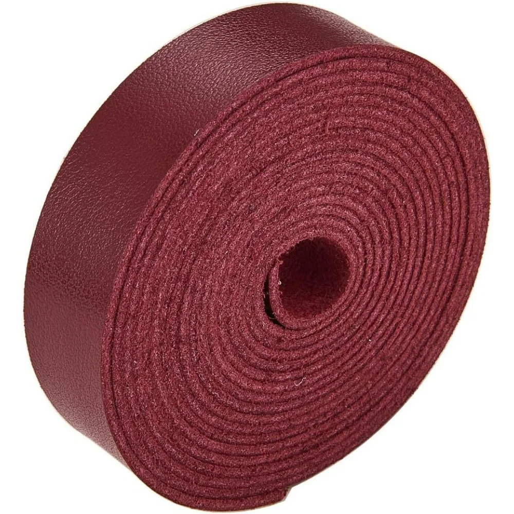 Leather Strap 3/5 Inch Wide 78 Inches Long Leather Belt Strips Leather Cord Red for Making Bag Strap Belt Furniture