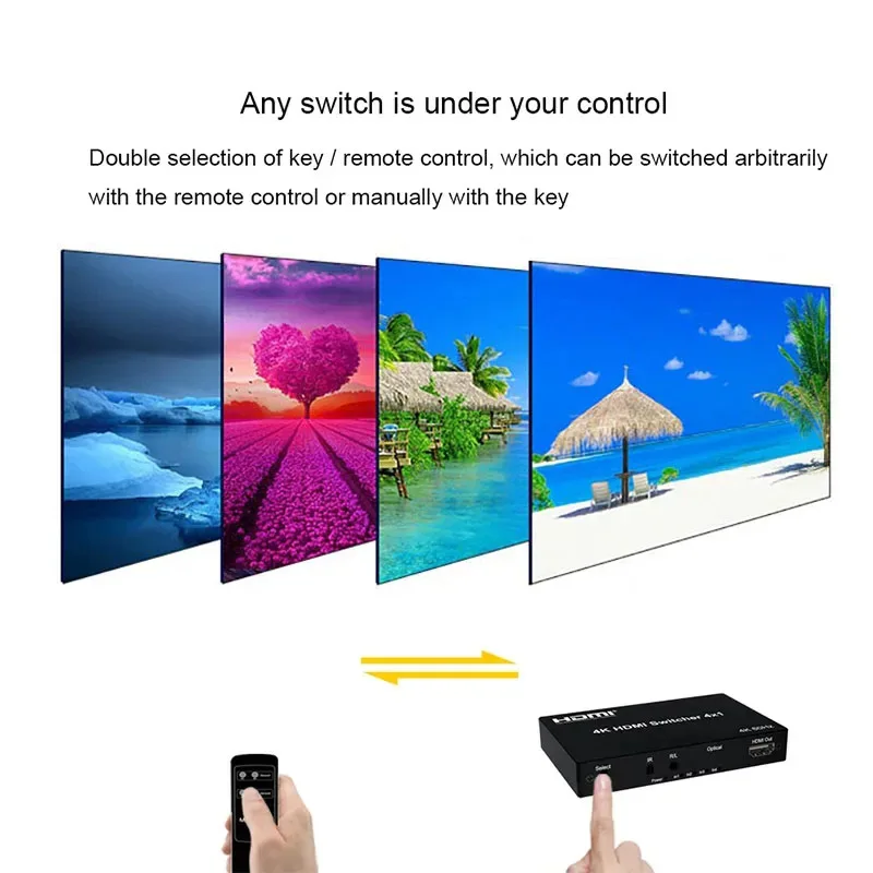 4K 60Hz Switcher HDMI 2.0 Adapter 4 in 1 out HDMI Switch Switcher Selector 4x1 Full 3D Support HDCP2.2 HDTV Xbox PS3 PS4