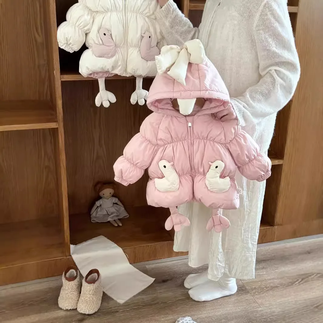 Winter down Jacket for Baby Girls 90% White Duck down Insulated Coat Newborn Infant Girls' Outerwear Warm And Stylish