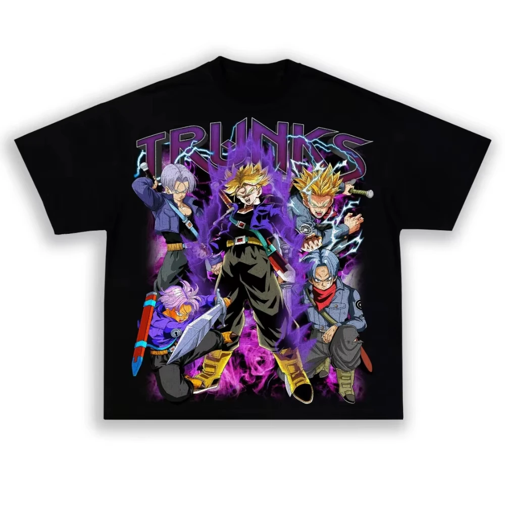 Camiseta de Dragon Ball para Hombre y Mujer, Camiseta de Anime Trunks, Camiseta de Manga Corta para Niño, Primavera Verano, Ropa de Marca de Lujo para Padres e Hijos