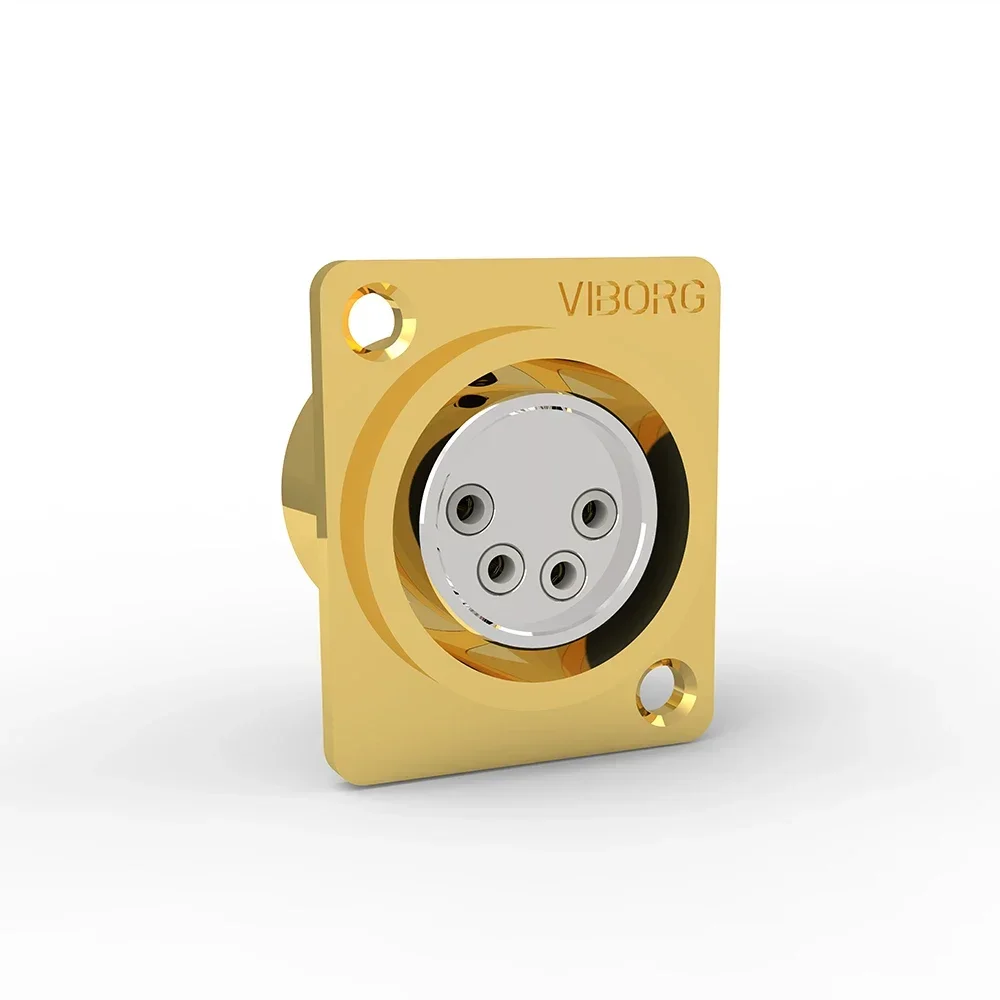 

4pin Female XLR Plug VIBORG CF204G Connector Socket Jack Hifi Audio Headphone AMP DIY 24K gold plated Copper pins PTFE Insulator