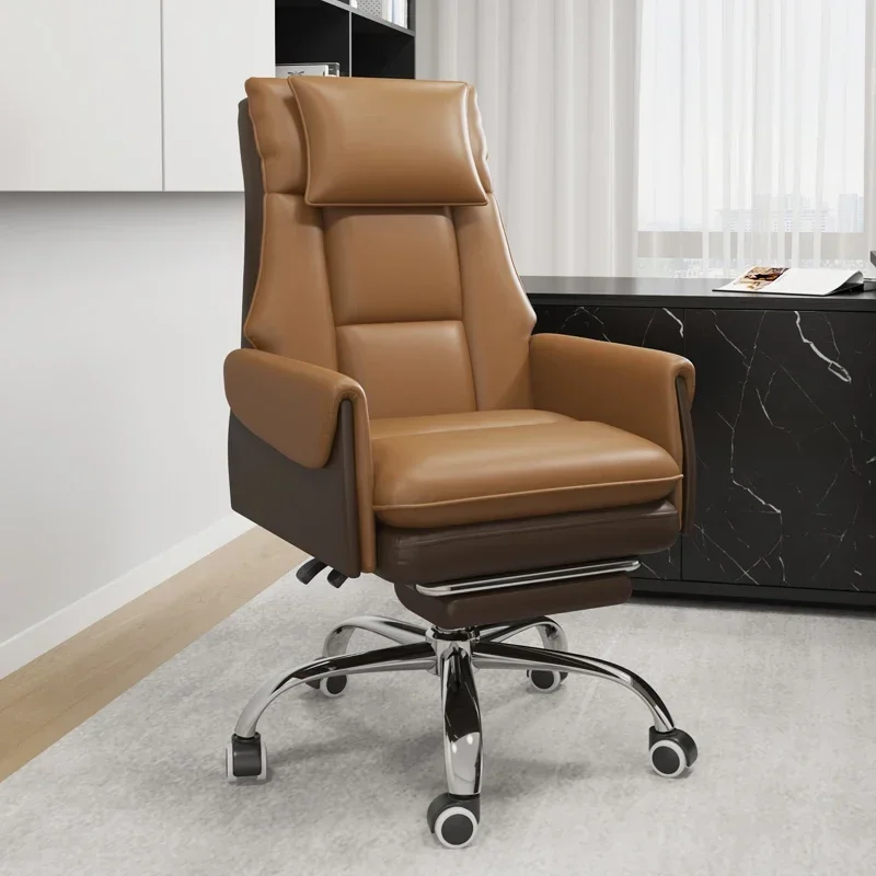 

Back Cushion Office Chair Swivel Headrest Luxury Ergonomic Office Chair Casters Leather Fix Cadeira Escritorio Home Furniture