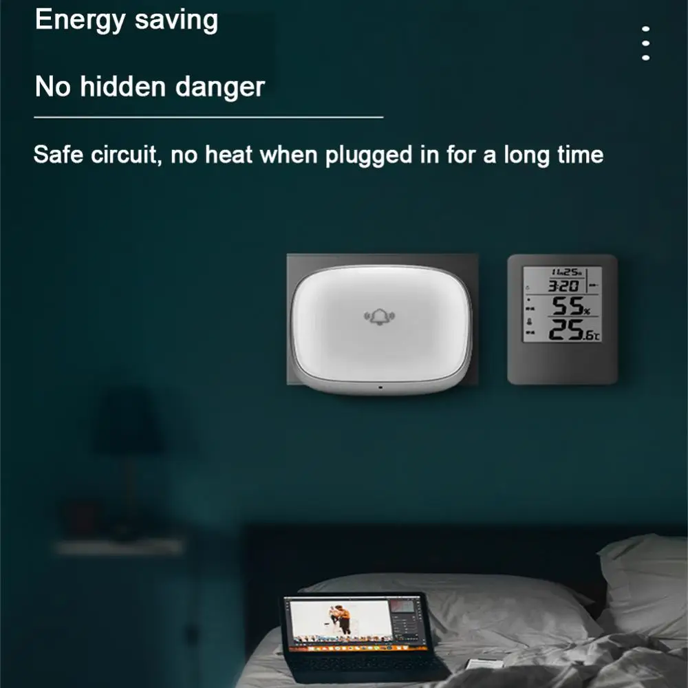 Timbre con sonido autoeléctrico, timbre automático inalámbrico seguro de plata o oro, buscapersonas inteligente para personas mayores, llamador inteligente