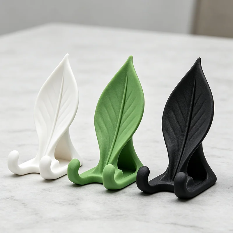 3D Printed Leaf‑Shaped Phone Stand Creative Leaf Texture Desktop Cell Phone Holder Minimalist Portable Smartphone Cradle