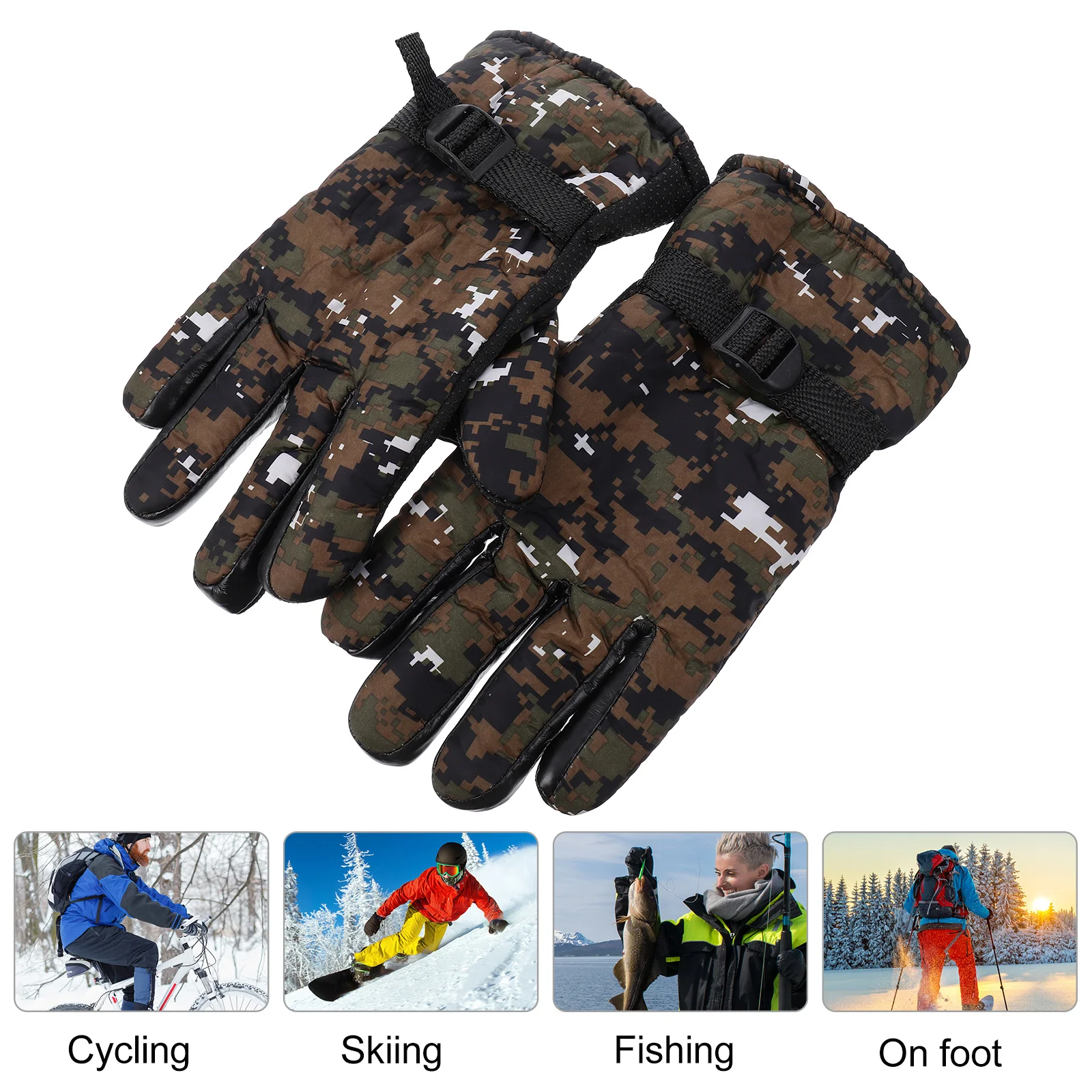 1Pair Water-Proof Cycling Gloves Outdoor Winter Riding Windproof Soft Anti-Slip Screen Winter Skiing Gloves